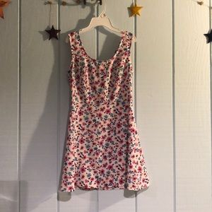 White with pink and blue flowers dress